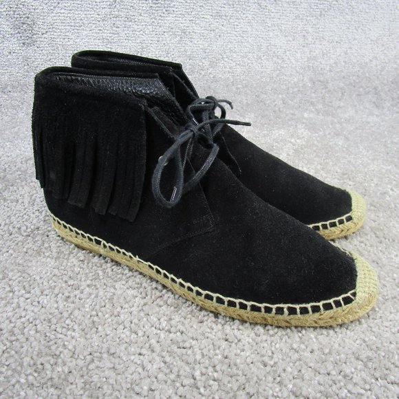 Saint Laurent Ankle Booties Womens Size 38 Eu Espadrilles Black Suede - Picture 1 of 12